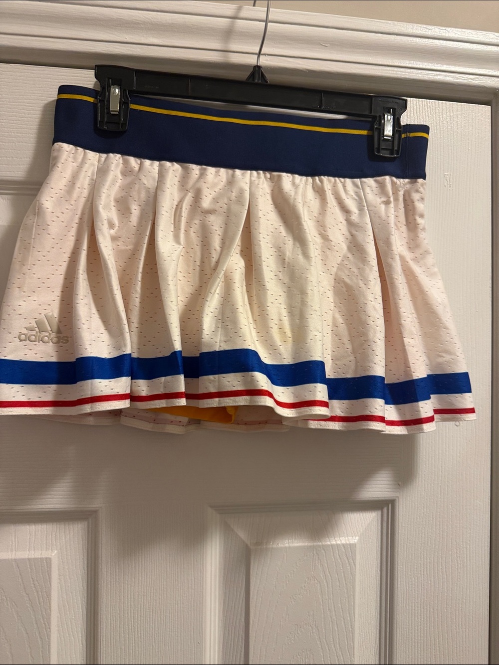 adidas x Pharrell Williams White Tennis Skirt with Blue and Red Trim M EUC